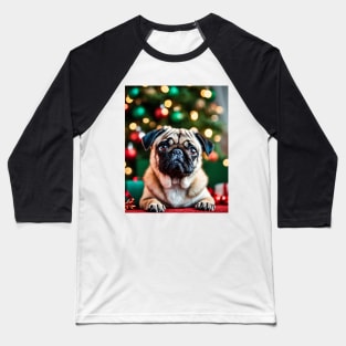 Christmas Pug Dog with Gifts Baseball T-Shirt